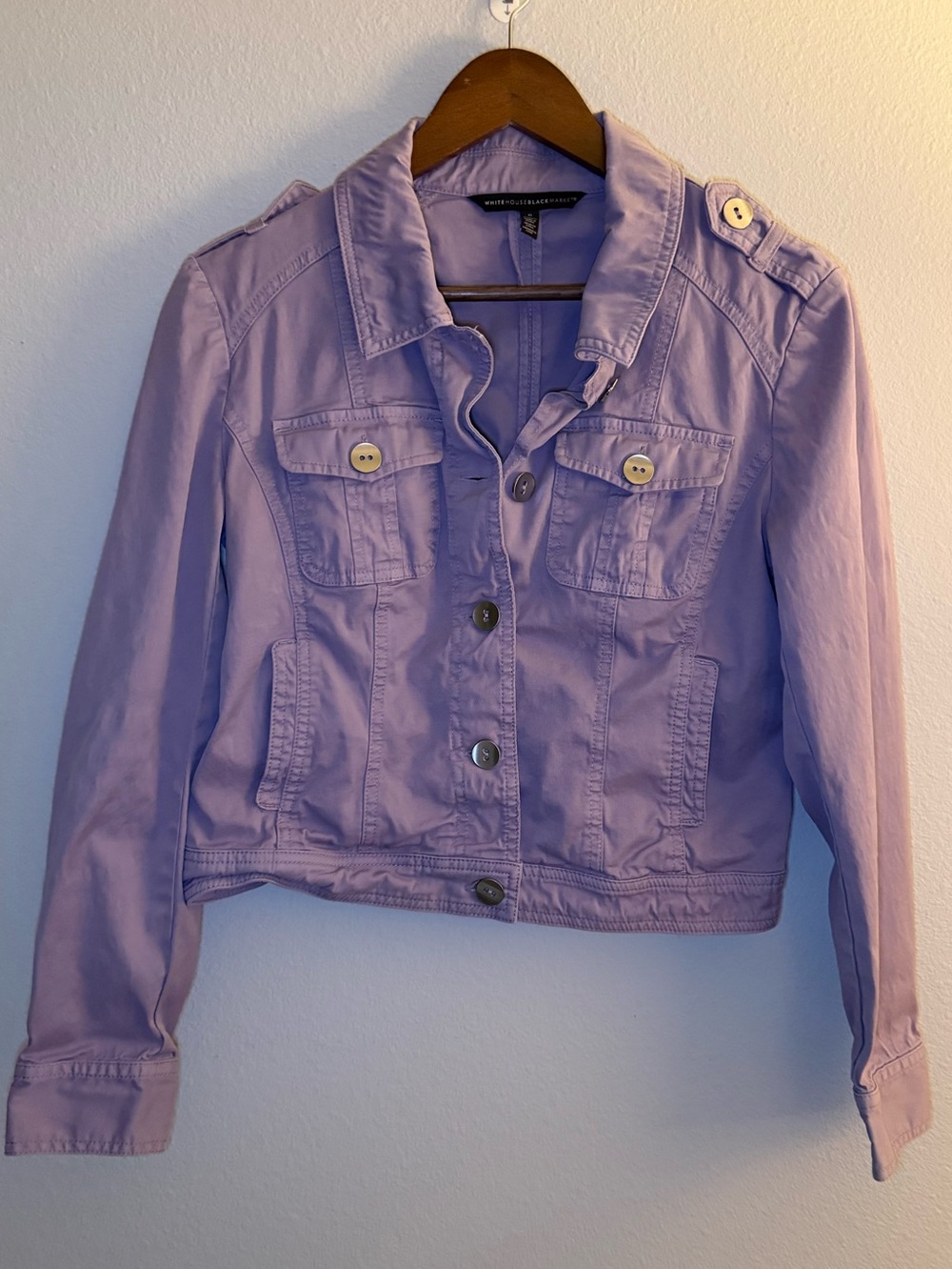 White House Black Market Lavender Cotton Jean Jacket